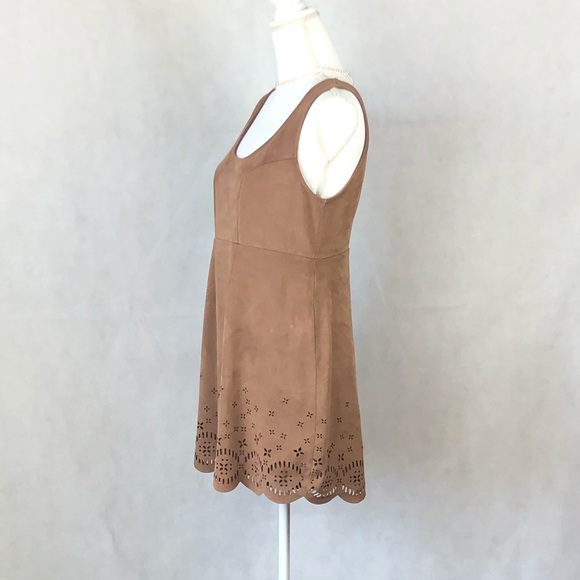 MinkPink Suede Sleeveless Lazer Cut Dress - Picture 2 of 7